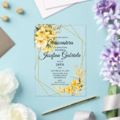 Quinceanera Yellow Gold アクリル招待状 (インサイチュ (ウェディング))
