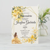 Quinceañera Yellow Gold Invitation 招待状 (スタンド正面)
