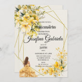 Quinceañera Yellow Gold Invitation 招待状 (正面/裏面)