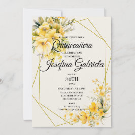 Quinceañera Yellow Gold Invitation 招待状