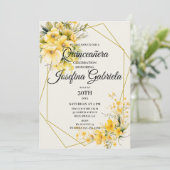 Quinceañera Yellow Gold Invitation 招待状 (スタンド正面)