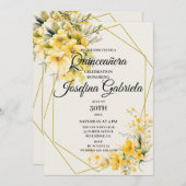 Quinceañera Yellow Gold Invitation 招待状 (正面/裏面)