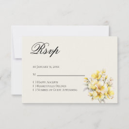 Quinceanera Yellow Gold Reply RSVP Card