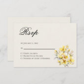 Quinceanera Yellow Gold Reply RSVP Card (正面/裏面)