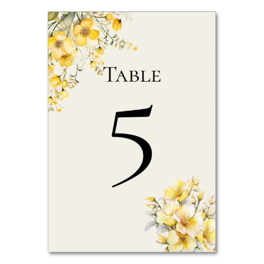 Quinceanera yellow gold Table Number Card テーブルナンバー (正面)