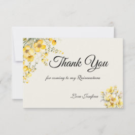 Quinceanera yellow gold Thank You Card サンキューカード