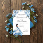 Quincenera Invitation in Spanish Blue 招待状