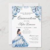 Quincenera Invitation in Spanish Blue 招待状 (正面)