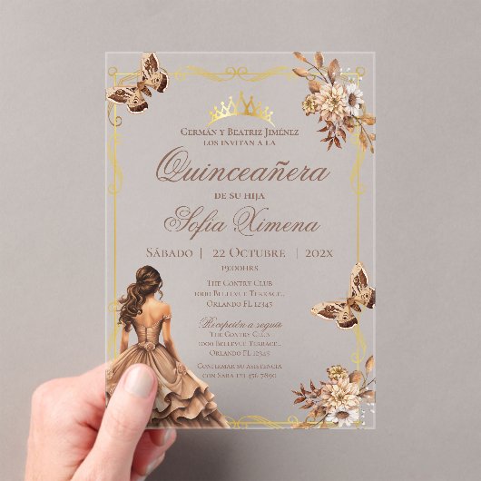 Quincenera Invitation in Spanish Boho アクリル招待状 (インサイチュ (ポータブル))