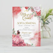 Quincenera Invitation in Spanish Boho 招待状 (スタンド正面)