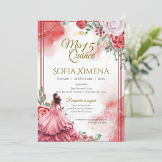 Quincenera Invitation in Spanish Boho 招待状