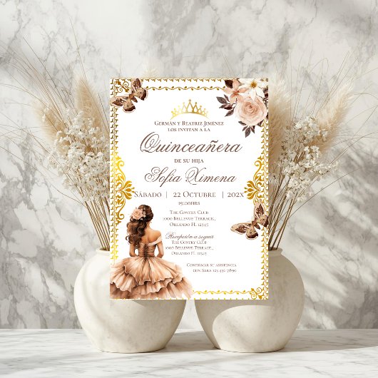 Quincenera Invitation in Spanish Boho 招待状