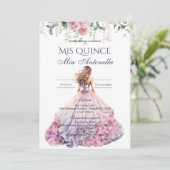 Quincenera Invitation in Spanish BohoFloral 招待状 (スタンド正面)
