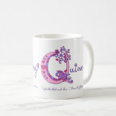 QuinceyまたはQイニシャル名(ピンクアートマグを意味) コーヒーマグカップ (正面右)