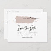 QUINNプエルトリコのマップ日付を保存する可動ハート ポストカード (正面/裏面)