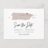 QUINNプエルトリコのマップ日付を保存する可動ハート ポストカード (正面)