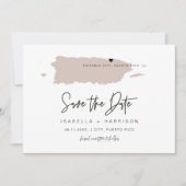 QUINNプエルトリコ赤面ピンクマップ日付を保存 招待状 (正面)