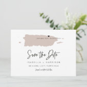 QUINNプエルトリコ赤面ピンクマップ日付を保存 招待状 (スタンド正面)