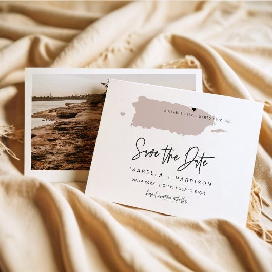 QUINNプエルトリコ赤面ピンクマップ日付を保存 招待状