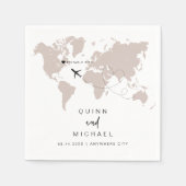 QUINNワールドマップトラベル目的地の日付を保存 スタンダードカクテルナプキン (正面)