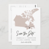 QUINN – カナダの地図Save the Date (Movableハート!) ポストカード (正面/裏面)