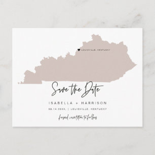 QUINN – ケンタッキーの地図Save the Date Movableハート ポストカード
