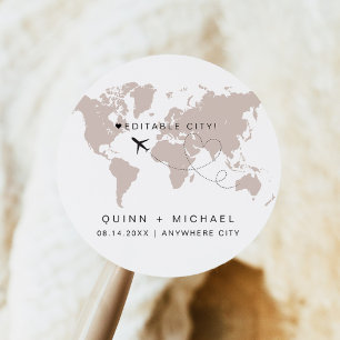 QUINN 世界地図 トラベル デスティネーション セーブ・ザ・デート ラウンドシール