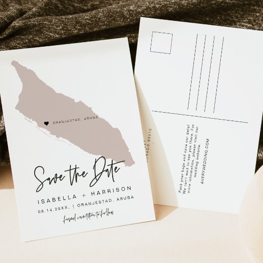 QUINN Arubaマップ日付を保存*移動可能なハート! ポストカード