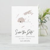 QUINN FIJI赤面ピンクマップフォトセーブ日付 招待状 (スタンド正面)