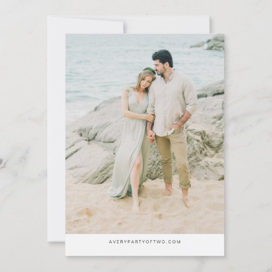 QUINN FIJI赤面ピンクマップフォトセーブ日付 招待状 (裏面)