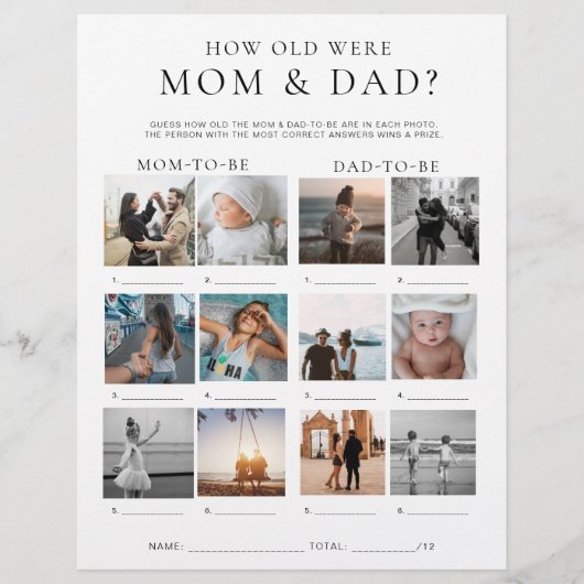 Quinn How Old Were Mom and Dad Photo Game チラシ (正面)