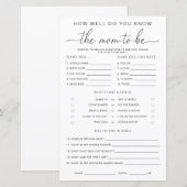 Quinn Minimal Baby Shower Know The Mom-to-be Game (正面/裏面)
