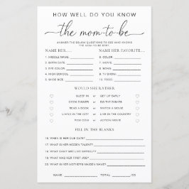 Quinn Minimal Baby Shower Know The Mom-to-be Game