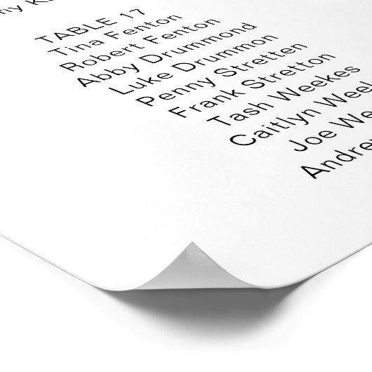 Quinn Modern Minimal 24 Table Seating Poster ポスター (角)