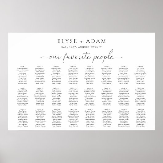 Quinn Modern Minimal 24 Table Seating Poster ポスター (正面)