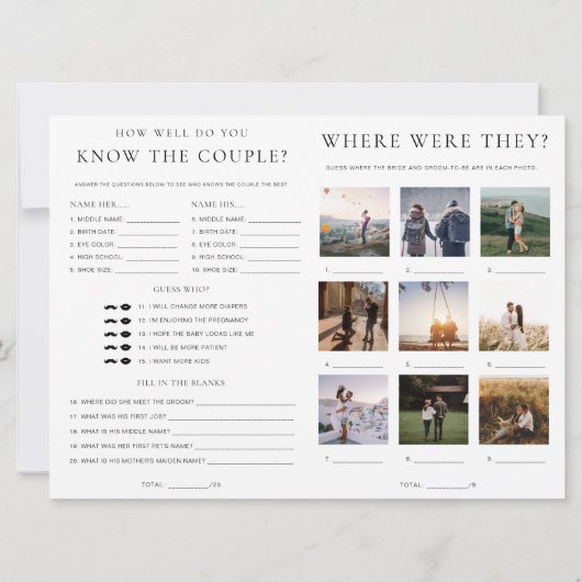 Quinn Script Bridal Shower Game and Menu Booklet 招待状 (裏面)