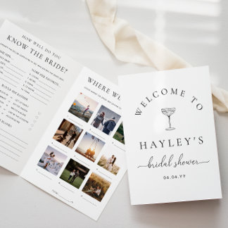 Quinn Script Bridal Shower Game and Menu Booklet 招待状