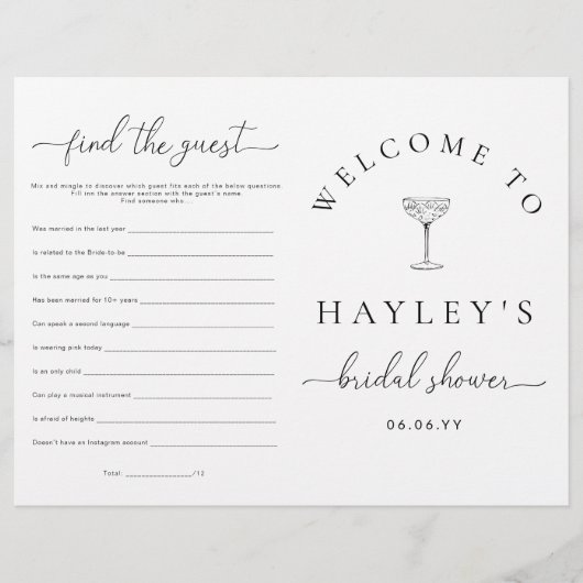 Quinn Script Bridal Shower Game Booklet チラシ (正面)