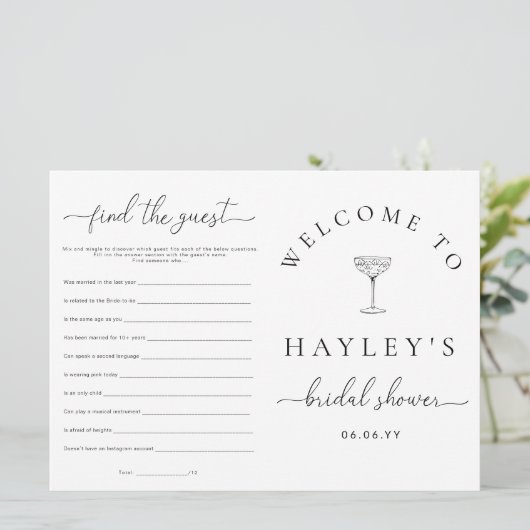 Quinn Script Bridal Shower Game Booklet 招待状 (スタンド正面)