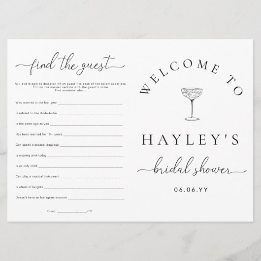 Quinn Script Bridal Shower Game Booklet 招待状 (正面)