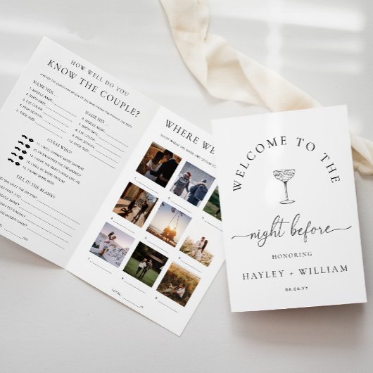 Quinn Script Wedding Rehearsal Dinner Game Booklet チラシ