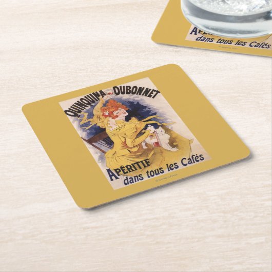 Quinquina Dubonnetの食前酒の昇進ポスター スクエアペーパーコースター (アングル)