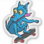 Quircky the blue dog skater シール (正面)