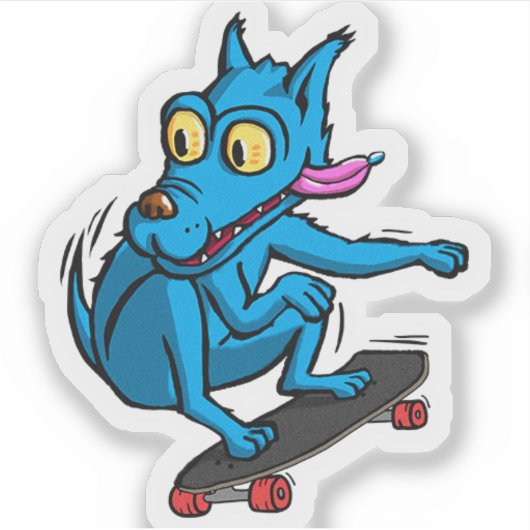 Quircky the blue dog skater シール (正面)