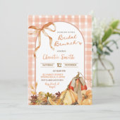 Quirk Gingham Plaid Bow Pumpkin Bridal Brunch 招待状 (スタンド正面)
