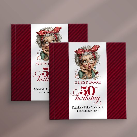 Quirky 50th birthday woman event guest book ゲストブック