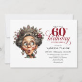 Quirky 60th Birthday Invite Funny Old Lady Theme 招待状 (正面)