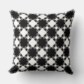 Quirky Abstract Black and White Diamond Grid クッション (正面)