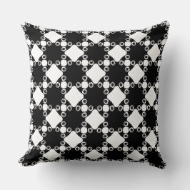 Quirky Abstract Black and White Diamond Grid クッション