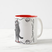 Quirky Black Cat Mug | Whimsical Coffee Lover Gift ツートーンマグカップ (正面右)